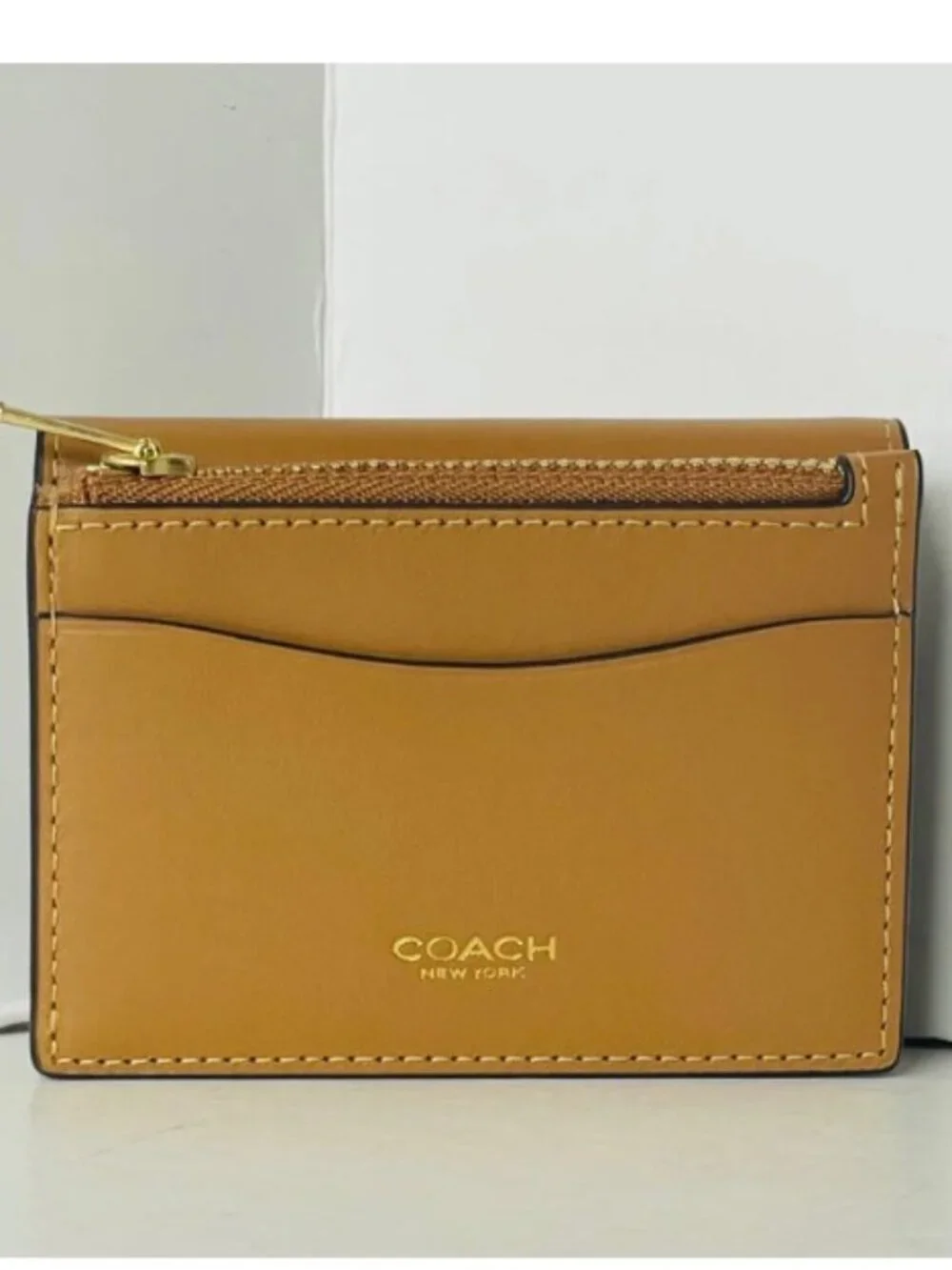 Coach Essential Card Holder Honey Brown Leather ID Case Small CZ111